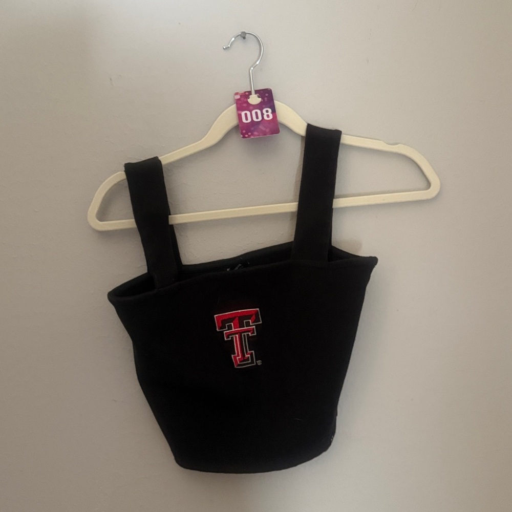 Texas Tech Black Crop Top with Red Logo